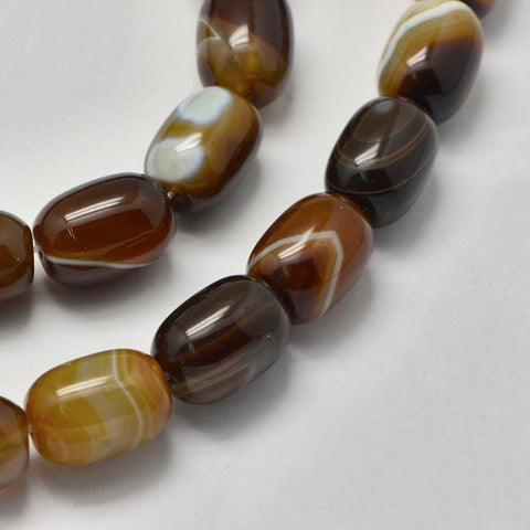 BeadsBalzar Beads & Crafts AGATE COFFEE (BG7836-37B) (BG7836-X) Natural Beads Strands, Barrel, 17~18mm