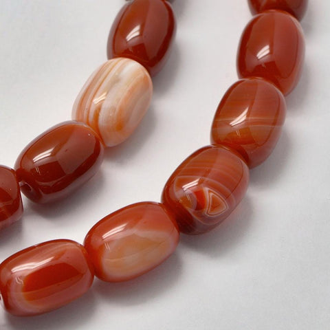 BeadsBalzar Beads & Crafts AGATE FIREBRICK (BG7836-37A) (BG7836-X) Natural Beads Strands, Barrel, 17~18mm