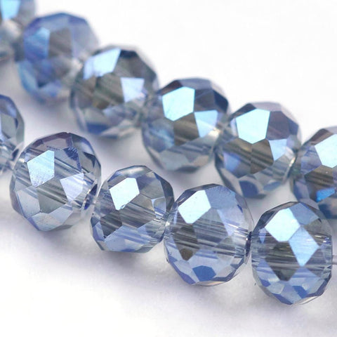 BeadsBalzar Beads & Crafts (BE6945A) Electroplate Glass Beads , Faceted Rondelle, Blue  2X3mm