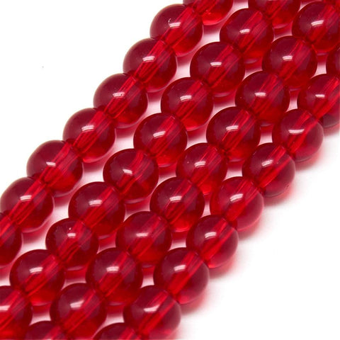 BeadsBalzar Beads & Crafts (BE7120A) Glass Beads Strands, Round, Red 6mm