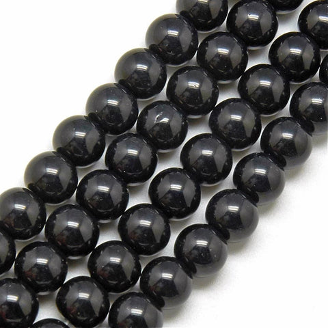 BeadsBalzar Beads & Crafts (BE7545-27) BLACK (BE7545-X) Glass Beads Strands, Round, 8mm