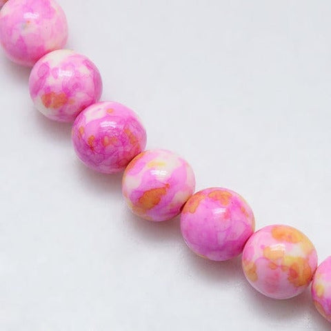 BeadsBalzar Beads & Crafts (BE7558-02) DEEP PINK (BE7558-X) Synthetic Ocean White Jade Beads Strands, Dyed, Round, 6mm