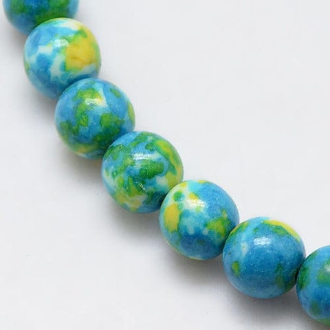 BeadsBalzar Beads & Crafts (BE7558-06) DODGER BLUE (BE7558-X) Synthetic Ocean White Jade Beads Strands, Dyed, Round, 6mm