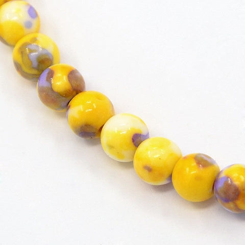 BeadsBalzar Beads & Crafts (BE7558-09) YELLOW (BE7558-X) Synthetic Ocean White Jade Beads Strands, Dyed, Round, 6mm