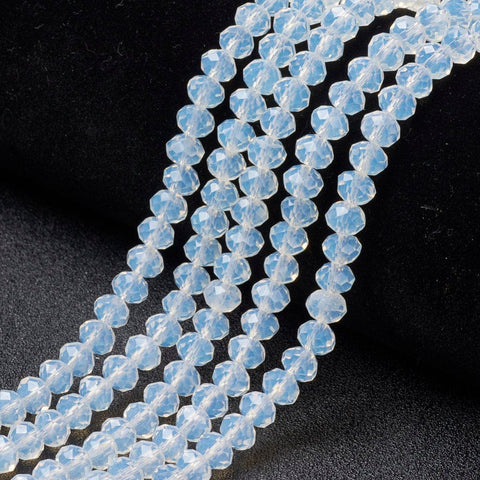 BeadsBalzar Beads & Crafts (BE7618-D06) Glass Beads Strands, Imitation Jade, Faceted, Rondelle, Clear 8x6mm