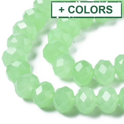 BeadsBalzar Beads & Crafts (BE7618-X) Glass Beads Strands, Imitation Jade, Faceted, Rondelle, Clear 8x6mm