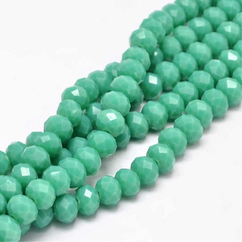 BeadsBalzar Beads & Crafts (BE7862-28) Glass Beads Strands, Faceted Rondelle , LightSea Green 8x6mm