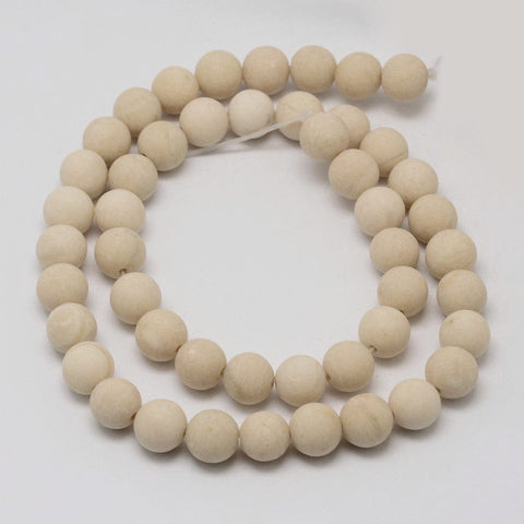 BeadsBalzar Beads & Crafts (BG6735A) Natural Fossil Beads Strands, Frosted, Round 4mm