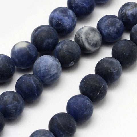 BeadsBalzar Beads & Crafts (BG6766A) Natural Sodalite Beads Strands, Frosted, Round Size: about 6mm