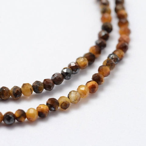 BeadsBalzar Beads & Crafts (BG6914C) Natural Tiger Eye, Faceted, Round 2mm