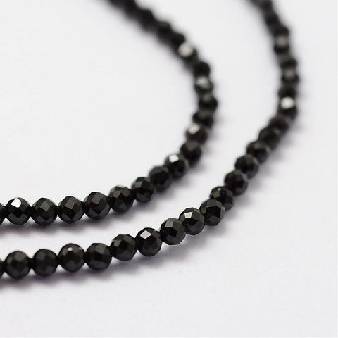 BeadsBalzar Beads & Crafts (BG6914F) Natural Black Spinel Beads, Faceted, Round 2mm