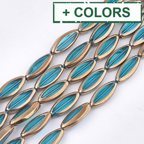 BeadsBalzar Beads & Crafts (BG7401-X) Electroplate Glass Beads Strands, Edge Plated, 20mm long