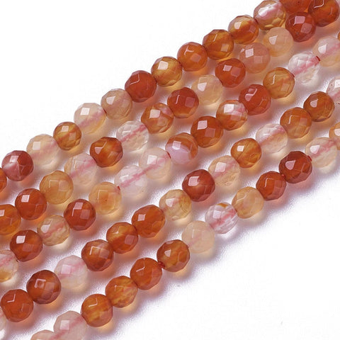 BeadsBalzar Beads & Crafts (BG7835-3) Natural Agate Beads Strands, Faceted, Round 3~3.5mm