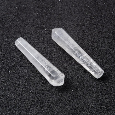 BeadsBalzar Beads & Crafts (BG7854-B05) Natural Quartz Crystal Pointed Beads, No Hole/Undrilled, Bullet, 50mm (2 PCS)