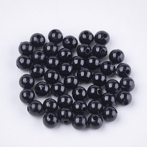 BeadsBalzar Beads & Crafts BLACK (AB7601-616) (AB7601-X) Opaque Plastic Beads, Round, 6mm (15 GMS)