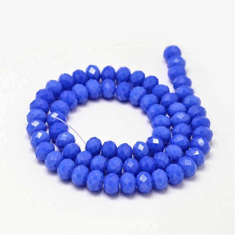 BeadsBalzar Beads & Crafts BLUE (BE7862-26) (BE7862-X) Glass Beads Strands, Faceted Rondelle , 8x6mm (1 STR)