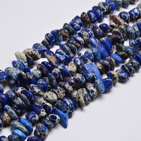 BeadsBalzar Beads & Crafts BLUE (GB4671-05B) (GB4671-X) Natural Imperial Jasper Beads Strands, Chips, Dyed, 4~10mm