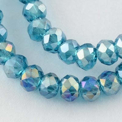 BeadsBalzar Beads & Crafts CADET BLUE (BE7737-17) (BE7737-31) Electroplate Glass Beads , AB Color Plated, Faceted Rondelle, 3x2mm