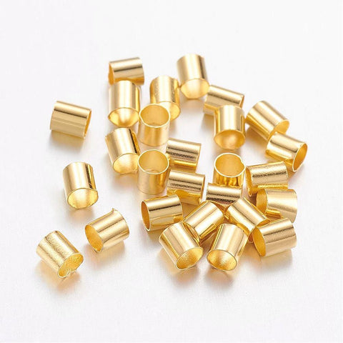 BeadsBalzar Beads & Crafts (CB2846) Economy Brass Crimp Beads, Tube, Golden 3mm (5 GMS)