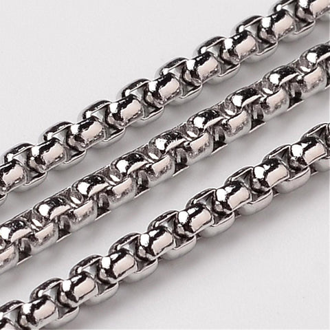 BeadsBalzar Beads & Crafts (CH415) 304 Stainless Steel Box Chains, Unwelded, Square, 2.5mm wide (1 MTR)