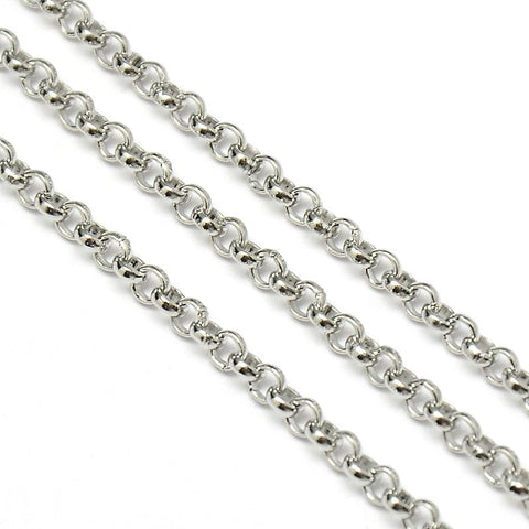 BeadsBalzar Beads & Crafts (CH4241) 304 Stainless Steel Rolo Chains, Belcher Chain, 3mm (1 MTR)