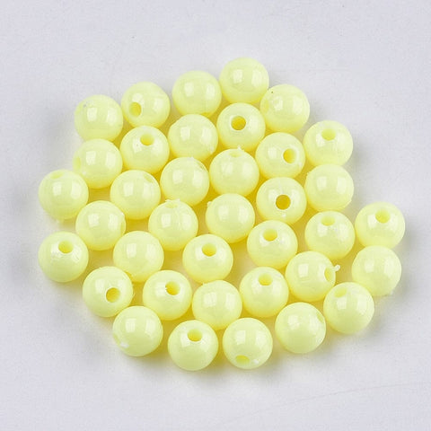 BeadsBalzar Beads & Crafts CHAMPAGNE YELLOW (AB7601-602) (AB7601-X) Opaque Plastic Beads, Round, 6mm (15 GMS)