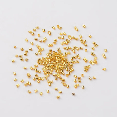 BeadsBalzar Beads & Crafts (CR1955G) Economy Brass Crimp Beads, Tube, Golden1.5mm (5 GMS)