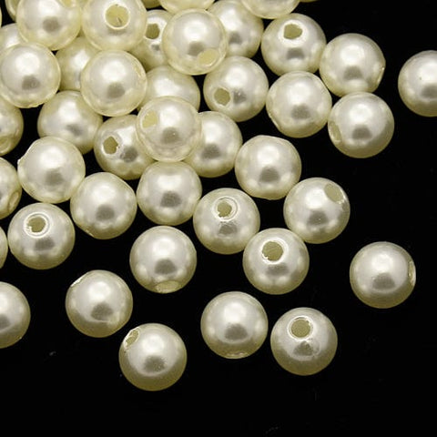 BeadsBalzar Beads & Crafts CREAMY WHITE (AB8000-1) (AB8000-X) Imitation Pearl Acrylic Beads, Dyed, Round, 4mm (15 GMS)