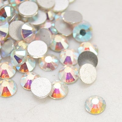 BeadsBalzar Beads & Crafts CRYSTAL AB (FB-SS16-101) (FB-SS16-X) Glass Flat Back Rhinestone, Grade A, Back Plated, 3.8~4mm (5 GMS)