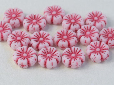 BeadsBalzar Beads & Crafts (FLB-03000-54327) MAGENTA (FLB-XX) GLASS FLOWER BEADS SLIDER 9 MM / HOLE 0.7MM (20 PCS)