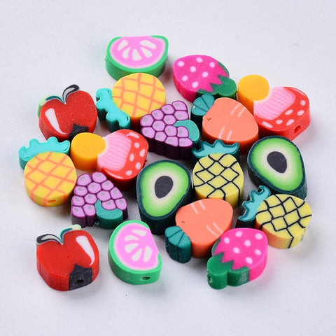 BeadsBalzar Beads & Crafts (FM7416-21) Handmade Polymer Clay Beads, Fruit, Mixed about 8~14mm (20 PCS)