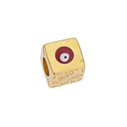 BeadsBalzar Beads & Crafts GD.PL./RED (GQC8058-GDR) (GQC8058-X) Alloy Bead 10mm cube ''Μάρτης'' Φ5mm (1 PC)