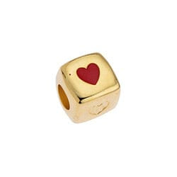 BeadsBalzar Beads & Crafts GD.PL./RED (GQH8062-GDR) (GQH8062-X) Alloy Bead 10.5mm cube ''love'' Φ5mm (1 PC)