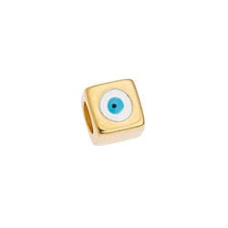 BeadsBalzar Beads & Crafts GD.PL. / WHITE (GQB8053-GWH) (GQB8053-X) Alloy Bead cube 8mm with eye Φ5mm (1 PC)