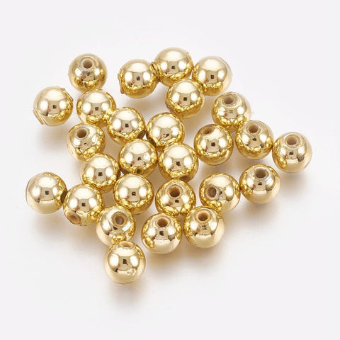 BeadsBalzar Beads & Crafts GOLD (AB7807-G (AB7807-X) ABS Plastic Beads, Round, Silver Plated 4mm (15 GMS / +-400pcs)