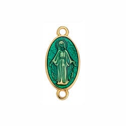 BeadsBalzar Beads & Crafts (GQ6189B) GOLD / TURQUOISE (GQ6189X) Oval motif Madonna with 2 rings (2 PCS)