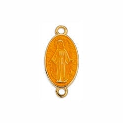 BeadsBalzar Beads & Crafts (GQ6189C) GOLD/ORANGE (GQ6189X) Oval motif Madonna with 2 rings (2 PCS)