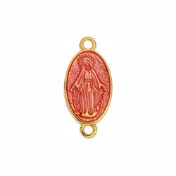 BeadsBalzar Beads & Crafts (GQ6189D) GOLD/FUCHSIA (GQ6189X) Oval motif Madonna with 2 rings (2 PCS)