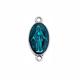 BeadsBalzar Beads & Crafts (GQ6189E) SILV.ANT/TURQUOISE (GQ6189X) Oval motif Madonna with 2 rings (2 PCS)