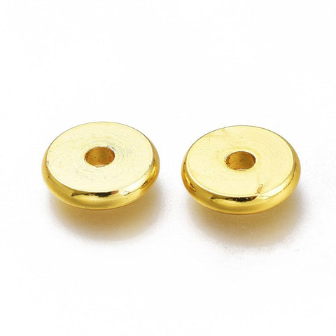 BeadsBalzar Beads & Crafts (GQ7677-G) Brass Spacer Beads, Flat Round, Golden 7.7x1.8mm (10 PCS)