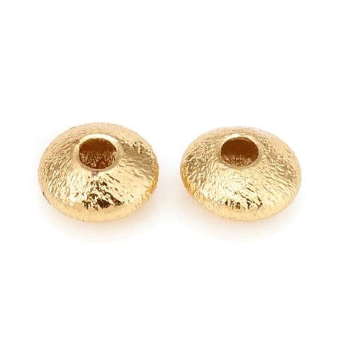 BeadsBalzar Beads & Crafts (GQ7678-26G) Brass Spacer Beads, Textured, Flat Round, Golden 5x2.5mm (10 PCS)