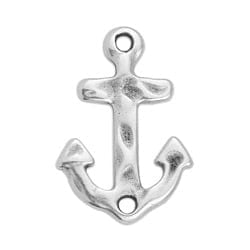 BeadsBalzar Beads & Crafts (GQA7147B) SILVER ANTIQUE (GQA7147A) Organic anchor hammered with 2 holes 28x20mm (2 PCS)