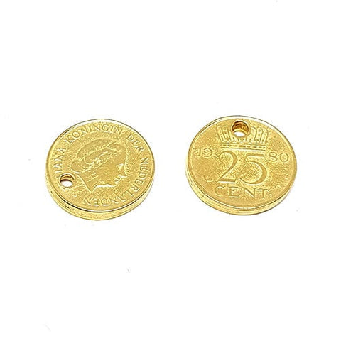 BeadsBalzar Beads & Crafts (GQC6704A) 18MM COIN "NEDERLAND 25 CENTS" (2 PCS)