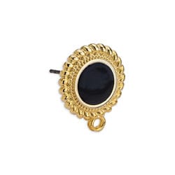 BeadsBalzar Beads & Crafts (GQE6820B) 24KT GOLD PLATED / BLACK (GQE6820X) Earring setting 8mm ethnic 1 ring and titanium pin (2 PCS)