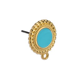 BeadsBalzar Beads & Crafts (GQE6820C) 24KT GOLD PLATED / AQUA (GQE6820X) Earring setting 8mm ethnic 1 ring and titanium pin (2 PCS)