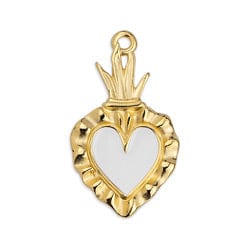 BeadsBalzar Beads & Crafts (GQH7100B) GOLD / WHITESTONE (GQH7100X) Mexican heart motif pendant 15X27MM (2 PCS)