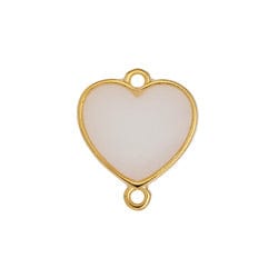 BeadsBalzar Beads & Crafts (GQH7457C) GOLD / WHITE OPAL (GQH7457X) Heart motif wireframe Vitraux with 2 rings (2 PCS)