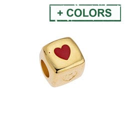 BeadsBalzar Beads & Crafts (GQH8062-X) Alloy Bead 10.5mm cube ''love'' Φ5mm (1 PC)