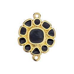 BeadsBalzar Beads & Crafts (GQL6863A) 24KT GOLD PLATED / BLACK (GQL6863X) 17 x 23MM Motif daisy candy with 2 rings (1 PC)