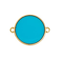 BeadsBalzar Beads & Crafts (GQL7456A) GOLD / TURQUOISE (GQL7456X) Circle wireframe Vitraux 19mm with 2 rings (2 PCS)